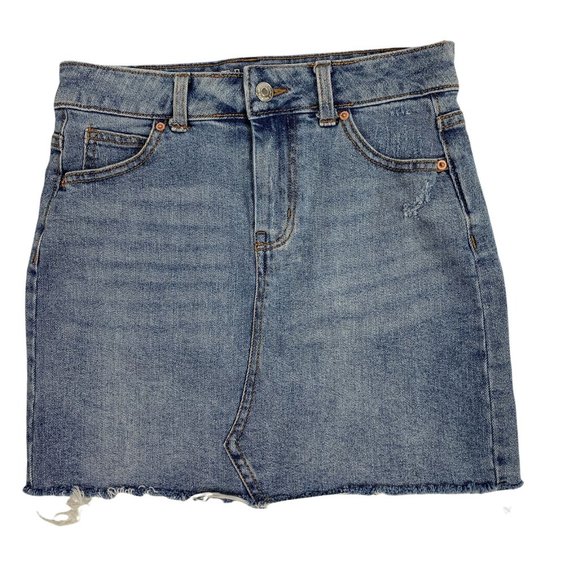 Wild Fable 0 Denim Jean Skirt Raw Hem Distress 31 - Picture 1 of 5